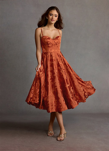 Annalisa Rust Pleated Midi Dress image1