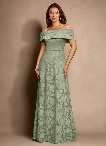 Azazie New Britain Mother of the Brides Dresses Agave A-Line Pleated Floral Burnout Dress image1