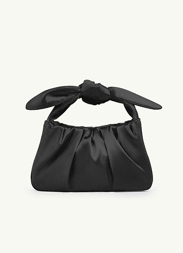 front Matching Color Metallic Satin Knotted Handle Handbag