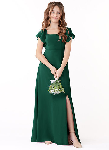 emerald junior bridesmaid dresses BABARONI Long Sleeves Modest Junior Bridesmaid Dresses Olive Green, Olive Green / J4
