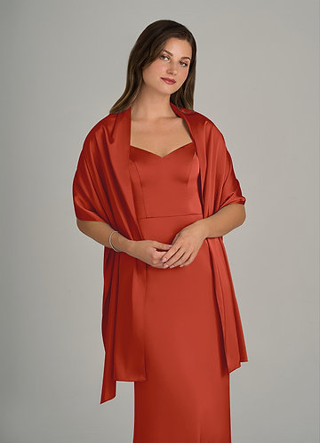 front Azazie Matching Color Ireland Stretch Satin Shawl