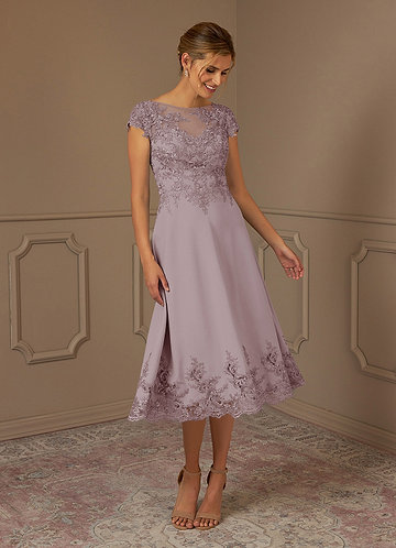 Azazie Terrano Mother of the Brides Dresses Vintage Mauve A-Line Scoop Lace Dress image1