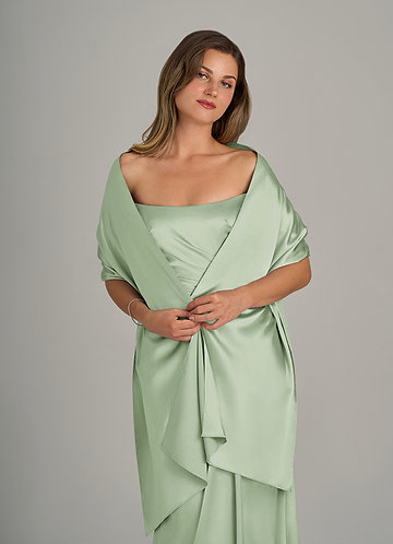 front Azazie Matching Color Metallic Satin Shawl