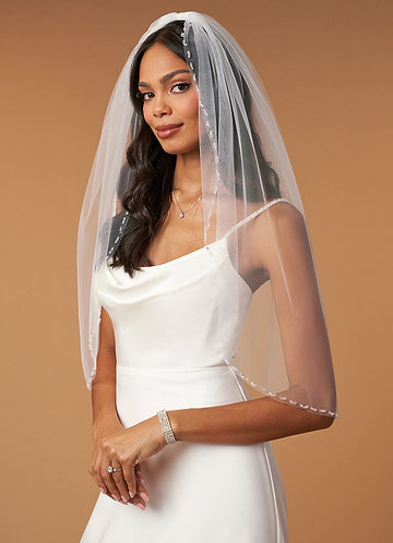 front Molly Beads Waist Length Veil