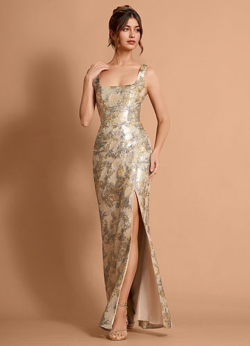 Vestido Plata Dorada Largo Othelia front