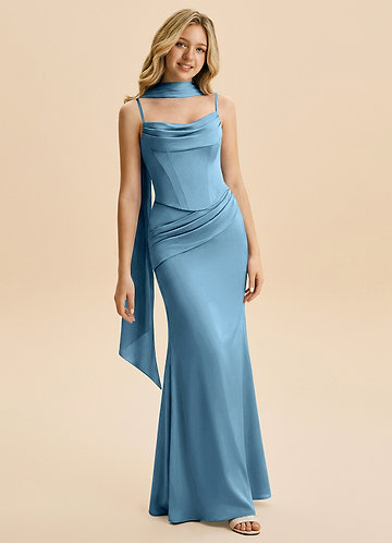 steel blue junior bridesmaid dresses Crafted from fluid