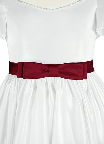 front Azazie Satin Layered Bow Sash