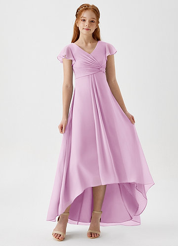 Azazie Breanne Junior Vestido de Rosa Caramelo de Gasa de Corte En A image1