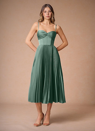 Léna Eucalyptus Pleated Midi Dress image1 0
