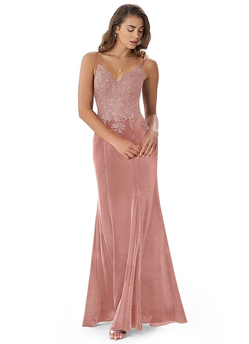 front_Azazie Sasha Velvet Dress
