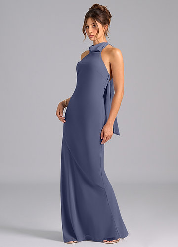 blue dress for baby girl Makayla Chic V Neck Sleeveless Slit Chiffon Bridesmaid Dresses, Blushing Pink