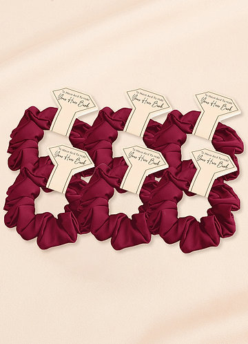 front Matchande Färg Sex-Delad Brudtärna Stretch Satin Vanlig Storlek Scrunchie Set