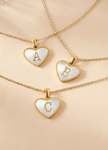 front Monogram Heart Shell Necklace