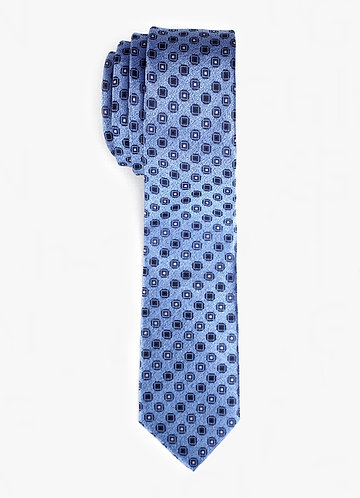 front_Corbata de hombre azul con estampado geométrico
