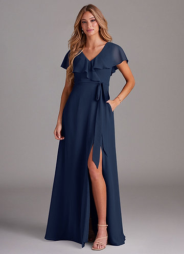 Dark Navy Cascading Ruffles Bridesmaid Dresses | Azazie