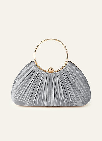 Matching Color Metallic Satin Pleated Handbag front