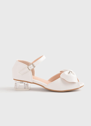 Open Toe Bow Girl's Block Heels