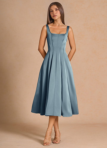 green emerald velvet dress Pastel Long A-Line Prom Dress with Lace-Up Corset Pink / 10 main image 1