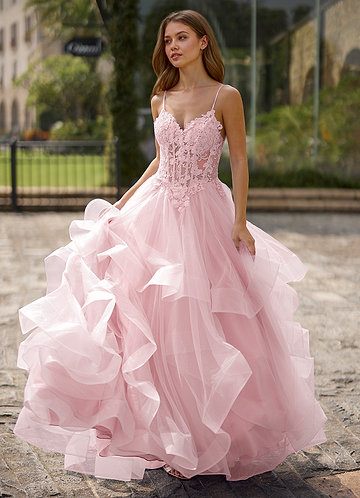 Spitze Rose Robe de bal en dentelle transparente image1