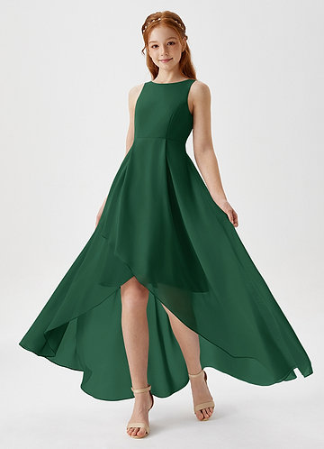 green party dress juniors Yeahdor Girls Special Occasion Dress One Shoulder Chiffon Formal Party Gown Juniors Bridesmaid Wedding Flower Girls Dress A Green 12, Girl's, Blue
