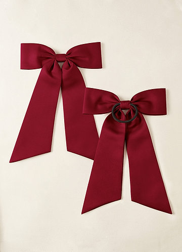 front Matching Color Matte Satin Bow Hair Tie Set