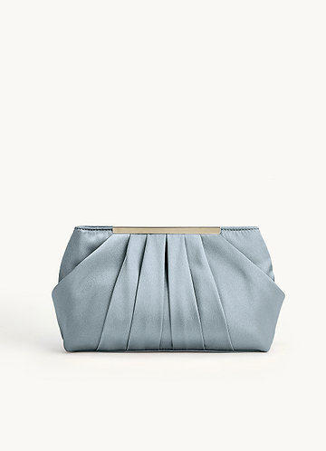 front Metallic Satin Pleated Clutch 0