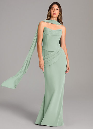 Azazie Sorrel Bridesmaid Dresses Vestir Agave de Chiffon de sereia com Espartilho image1