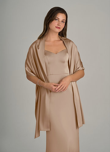 front Azazie Matching Color Ireland Stretch Satin Shawl