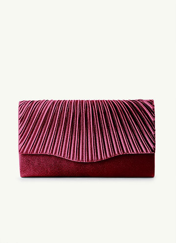 front Matching Color Pleated Metallic Satin Envelope Clutch