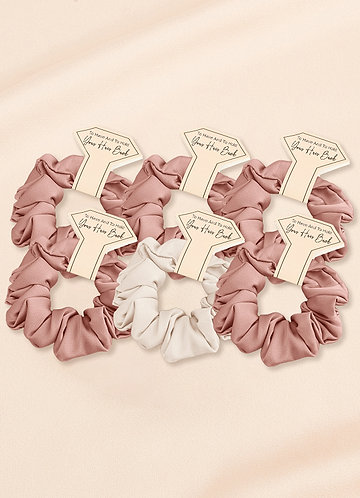 front Matching Color Six-Piece Mixed Color Bridesmaid Stretch Satin Regular Size Scrunchie Set