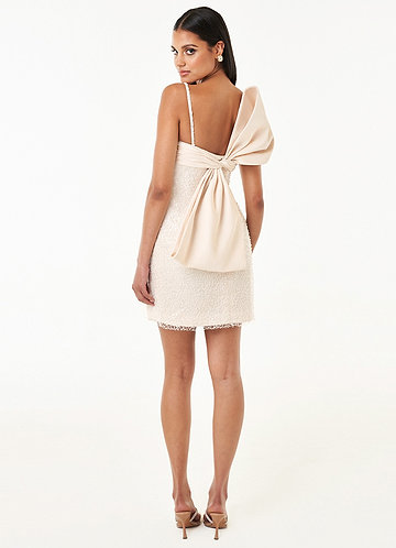 Serena Cream Beaded Bow Mini Dress image1 0