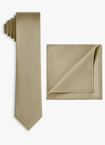 front Stretch Satin Skinny Tie and Pocket Square Set