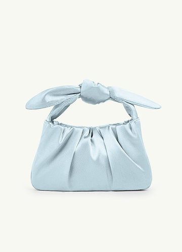 front Matching Color Metallic Satin Knotted Handle Handbag