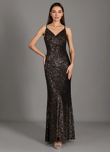 Katy Bronze Sequin Maxi Dress image1