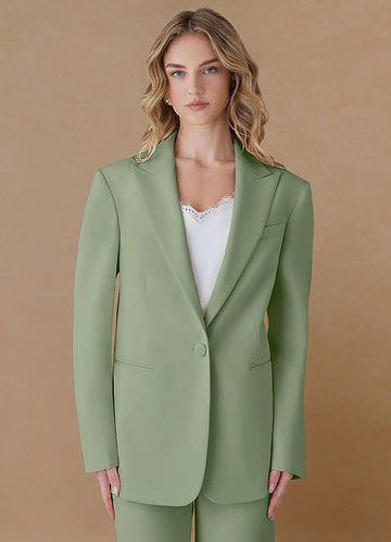 front Amelia Verde Salvia Blazer oversize con lavorazione a trama raffinata