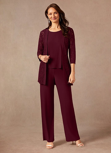 Azazie Mamrie Mother of the Brides Dresses Cabernet Jumpsuit/Pantsuit Lace Dress image1