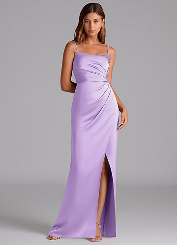 Azazie Calandra Brudtärneklänningar Klä av A-Linje i Stretch Satin Plisserad Lila image1