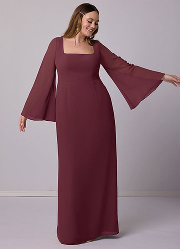 Barbie ♥ Azazie Bridesmaid Dresses Sheath Bow Chiffon Floor-Length Dress image1 0