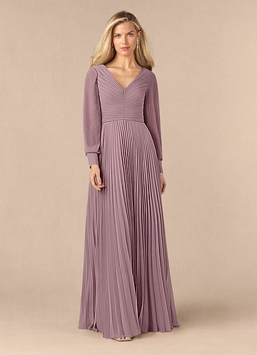 Azazie Zina Mother of the Brides Dresses Dusty Rose A-Line Pleated Chiffon Dress image1