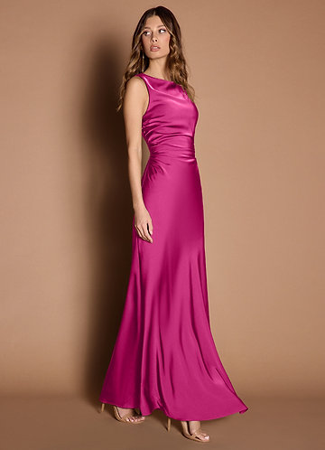 Evadne Hot Pink Open Back Dress image1 0