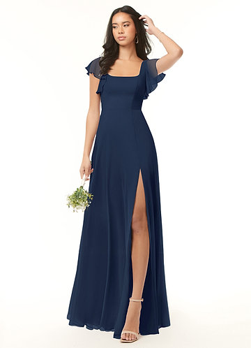 Navy blue long dress bridesmaid best sale