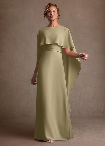 Azazie Marilla Mother of the Brides Dresses Moss Green A-Line Pleated Chiffon Dress image1