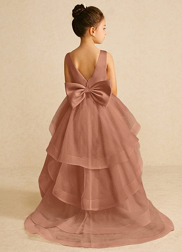 Azazie Dora Bronzer A-Line Bow Tulle Dress | Azazie