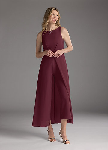 Azazie Anitta Mother of the Brides Dresses Cabernet Jumpsuit/Pantsuit Pleated Stretch Crepe Dress image1