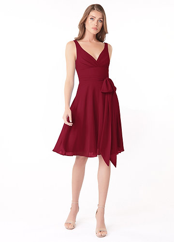 Knee length clearance burgundy bridesmaid dresses