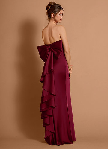 strapless open back dress Red Satin A-Line Floor Length Prom Dress, Red Off Shoulder Evening Dress US 14 / Red