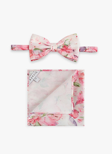 front Matte Satin Bow Tie and Pocket Square Set