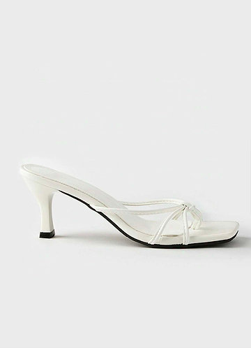 front Faux Leather Strappy Kitten Heel Mules