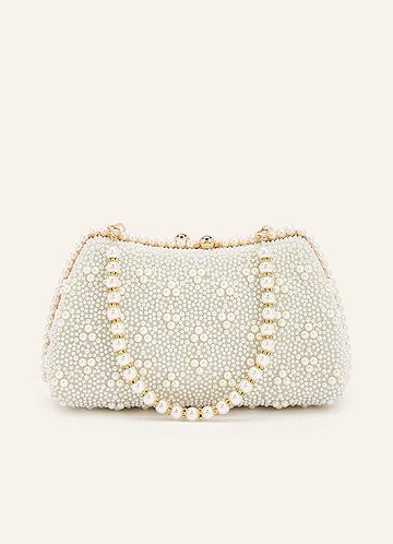 front Pearl Beaded Clutch