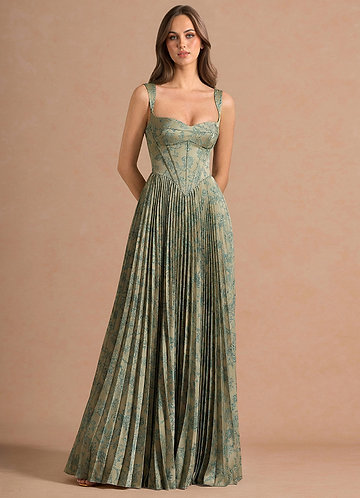 Isonelle Platinum Teal Maxi Dress front